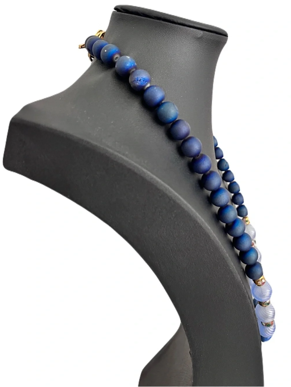 NEW Mary Kent Designs Blue Matte Agate, Glass, and Imperial Jasper Necklace, 24”